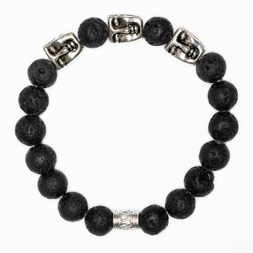 Lavastein Armband mit Gesichtern 10 mm