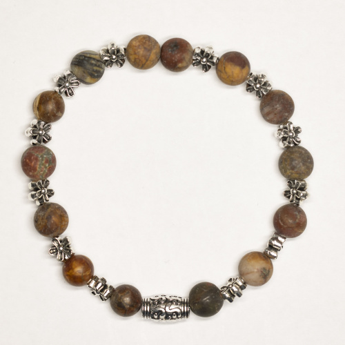 Brauner Jaspis Kunststein matt 8 mm mit Blumen